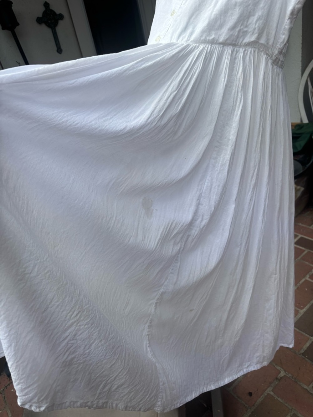 Karavan White Vintage Embroidered Midi Dress with flaws | size Large - Picture 7 of 9